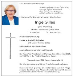 Gilles-Weinberg Inge Anzeige